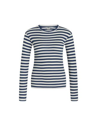 Mads Nørgaard - 2x2 Stripe Tuba bluse  - blå - Size (l) - Mads Nørgaard