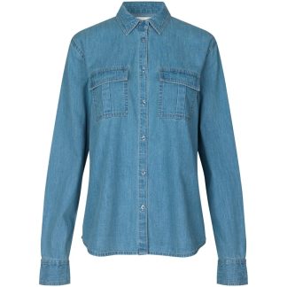 Lollys Laundry - Jalna denim skjorte  - blå - Size (m) - Lollys Laundry