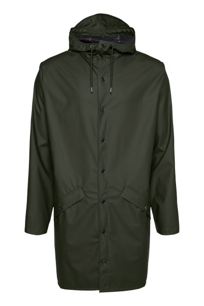 Rains - Long Jacket regnjakke  - grøn - Size (l) - RAINS