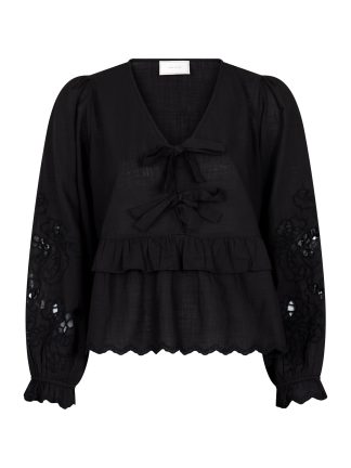 Neo Noir - Eden Embroidery bluse  - sort - Size (36) - Neo Noir