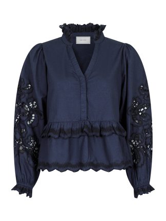 Neo Noir - Kimmo Embroidery bluse  - blå - Size (36) - Neo Noir