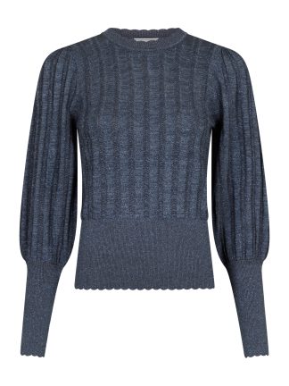 Neo Noir - Dary Glitter Knit bluse  - grå - Size (36) - Neo Noir