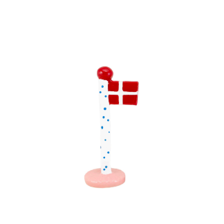 Theclayplay - Polkadotflag med lyserød fod m. rød knop - H14-18 cm. - TheClayPlay