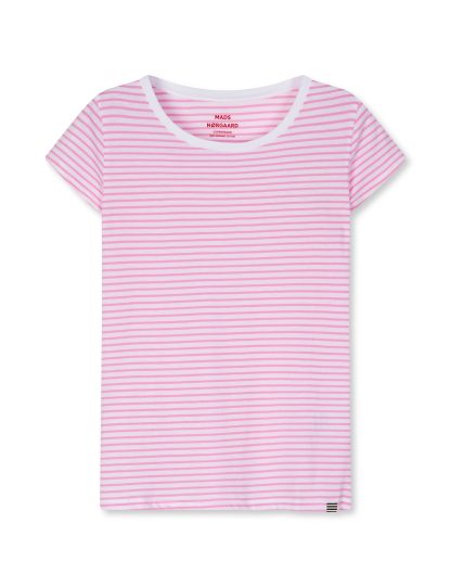 Mads Nørgaard - Organic Jersey Stripe Teasy t - rosa - Size (m) - Mads Nørgaard