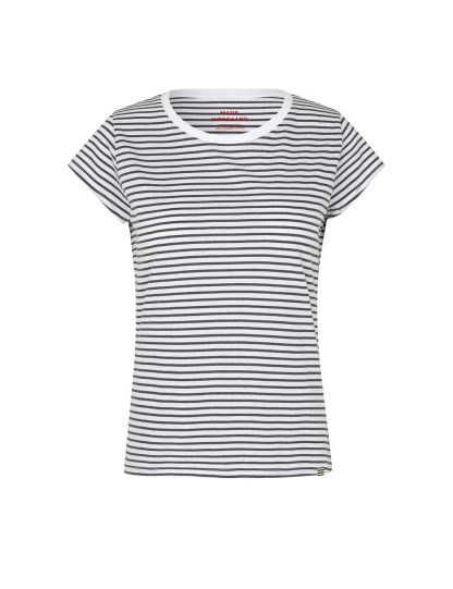 Mads Nørgaard - Organic Jersey Stripe Teasy T - grå - Size (l) - Mads Nørgaard