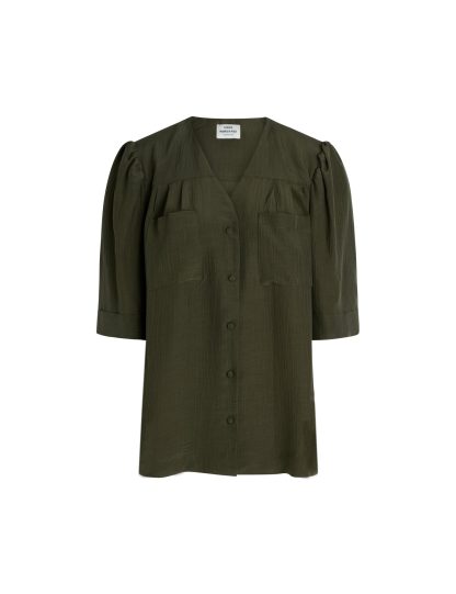 Mads Nørgaard - Crepe Lika bluse  - grøn - Size (36) - Mads Nørgaard