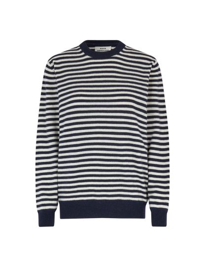 Mads Nørgaard - Kasey Eco Wool stripe striktrøje  - blå - Size (xs) - Mads Nørgaard