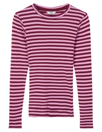 Mads Nørgaard - Cotton Stripe Tuba langærmet t - rød - Size (l) - Mads Nørgaard