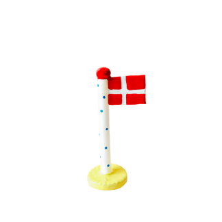 Theclayplay - Polkadotflag med lysegul fod m. rød knop - H14-18 cm. - TheClayPlay