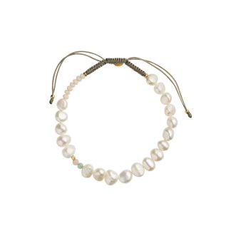 Stine A Jewelry - PlanBørnefonden perlie creme armbånd - forgyldt - Ferm Living