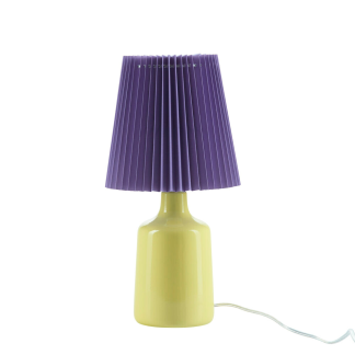 Bahne Interior - Plisseret bordlampe, gul/lilla - H36 cm. - Bahne Interior