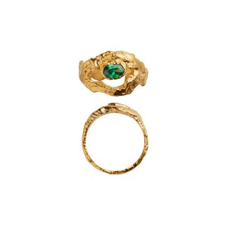 Stine A Jewelry - My Love Rock ring - Green Stone/forgyldt - STINE A Jewelry