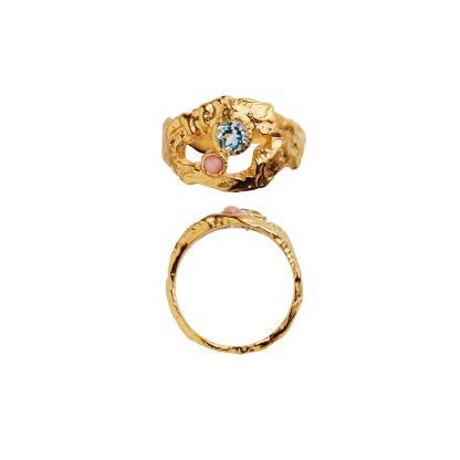 Stine A Jewelry - My Love Rock ring - Blue Topas/Pink Opal - STINE A Jewelry