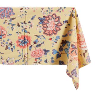 Bahne Interior - Dug til bordet med blomster, Mustard -  150x220 cm. - Bahne Interior