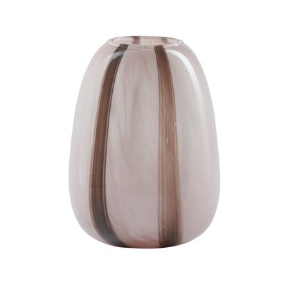 Bahne Interior - Organisk vase med striber, rosa/brun - H20 cm. - Bahne Interior