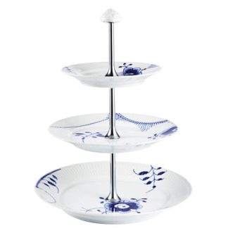 Royal Copenhagen - Blå Mega riflet Etagere - 35 cm. - Royal Copenhagen