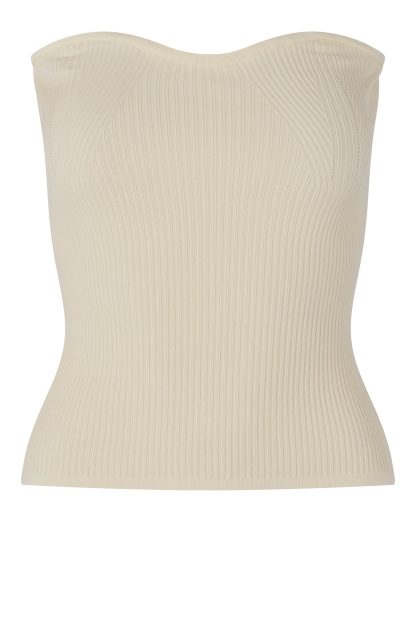 Second Female - Como Knit stropløs top  - creme - Size (xl) - Second Female