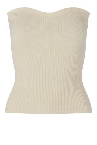 Second Female - Como Knit stropløs top  - creme - Size (l) - Second Female