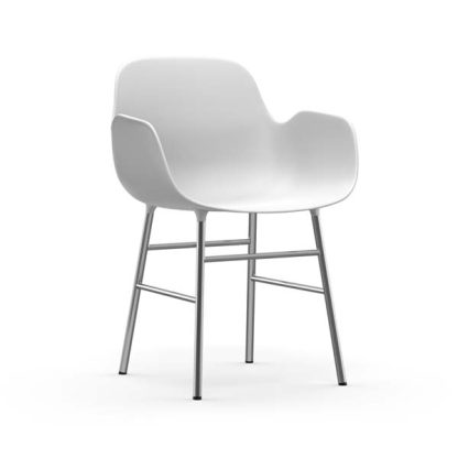 Normann Copenhagen - Form chair med armlæn i  chrome/hvid - Normann Copenhagen