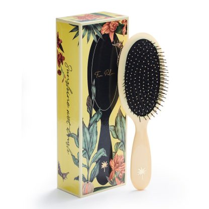 Fan Palm - Medium Wet Brush hårbørste, Sunshine - Gloss Light Yellow w/Glitter - Fan Palm