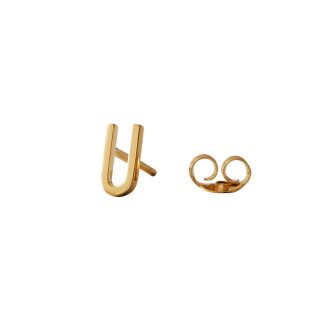 Design Letters - Earring studs archetypes, forgyldt, a-z, GOLDEN - U - Design Letters