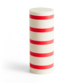 Hay - Column stearinlys, Medium - Off-white/red - HAY