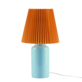 Bahne Interior - Plisseret bordlampe, lysblå/orange - H42 cm. - Bahne Interior