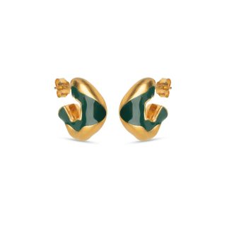 Enamel Copenhagen - Amelia hoops, Petrol Green - forgyldt - ENAMEL Copenhagen