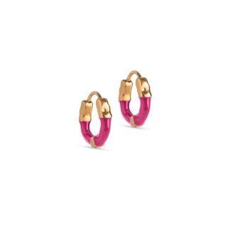 Enamel Copenhagen - Lina hoops small, Fuchsia Pink - forgyldt - ENAMEL Copenhagen