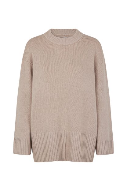 Samsøe Samsøe - Eliette crew neck striktrøje  - creme - Size (l) - Samsøe Samsøe