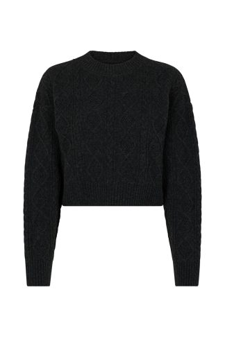 Samsøe Samsøe - Eliette crew neck cropped striktrøje  - grå - Size (xl) - Samsøe Samsøe