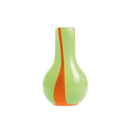 Kodanska - Flow vase mini, Green/Orange Stripes - H15 cm. - Kodanska