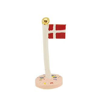 Theclayplay - Klassisk dot flag med guld knop, lyserød/guld - H6-10cm. - TheClayPlay