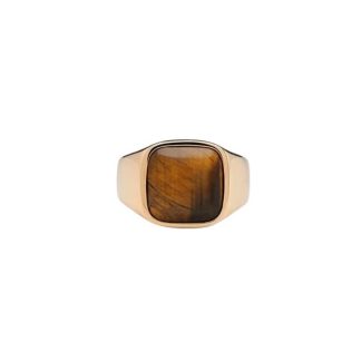 Ix Studios - IX Cushion Signet Tiger Eye ring - forgyldt - IX STUDIOS