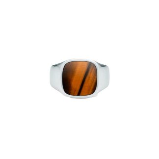 Ix Studios - IX Cushion Signet Tiger Eye ring - sølv - IX STUDIOS