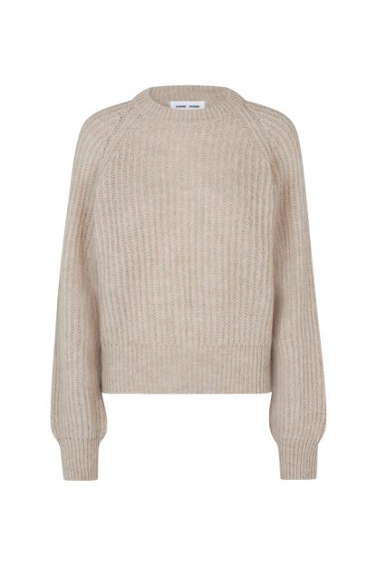 Samsøe Samsøe - Layla crew neck striktrøje  - beige - Size (l) - Samsøe Samsøe