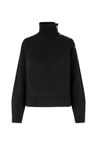 Samsøe Samsøe - Mandie turtleneck striktrøje  - sort - Size (m) - Samsøe Samsøe