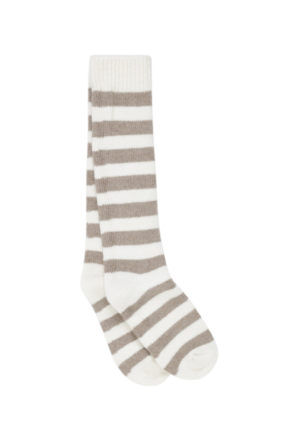 Moshi Moshi Mind - Polar Stripe strømper - Ecru/Taupe - Moshi Moshi Mind