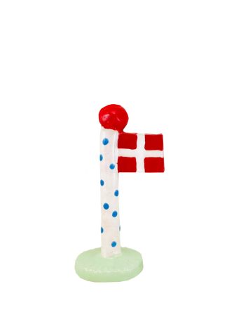 Theclayplay - Polkadotflag med lysegrøn fod m. rød knop - H10-14 cm. - TheClayPlay