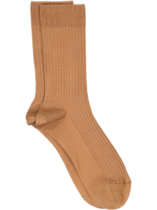 Mrs. Hosiery - Mrs Silky Ribbed strømper - Cinnamon - Mrs. Hosiery