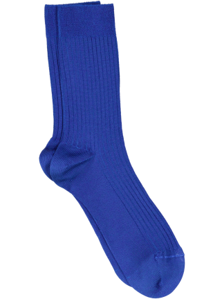 Mrs. Hosiery - Mrs Silky Ribbed strømper - Royal Blue - Mrs. Hosiery