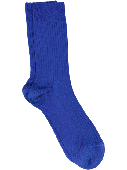 Mrs. Hosiery - Mrs Silky Ribbed strømper - Royal Blue - Mrs. Hosiery