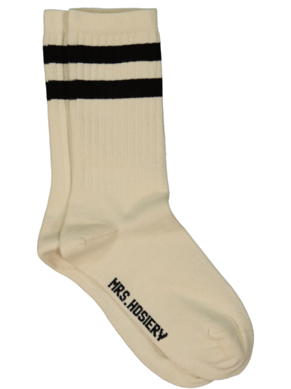 Mrs. Hosiery - Mrs. Sporty Premium strømper - Off White/Black - Mrs. Hosiery