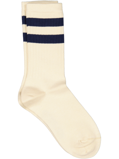 Mrs. Hosiery - Mrs. Sporty Premium strømper - Off White/Navy - Mrs. Hosiery