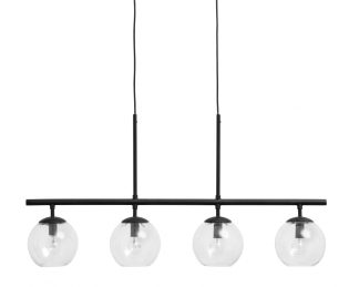 Nordal - Globe 4 i én loftlampe med glas, sort - L92 cm. - Nordal